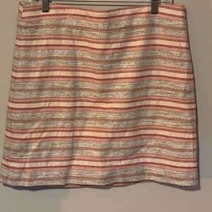 LOFT Pink and Cream Striped Mini Skirt